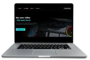 Laptop displaying official CapCut desktop homepage
