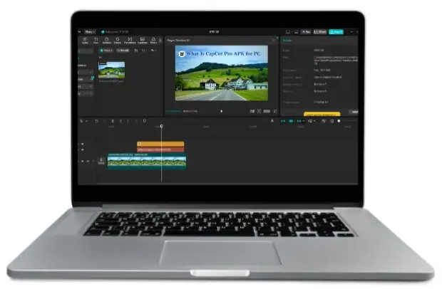 Laptop displaying what is CapCut Pro APK for PC interface