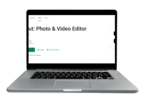 Laptop showcasing the officialapp store home page