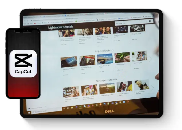 CapCut for iOS interface featuring the Beginner-Friendly Interface tool on an iPad and iPhone