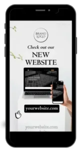 Smartphone displaying a Website & Social Media Promotion image on a website